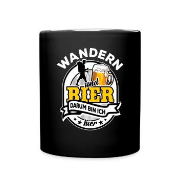 Handball & Bier - darum bin ich hier - Tasse einfarbig - Schwarz - Vorne
