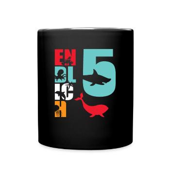 Enfin 5 poissons-requins - Mug uni - noir - Devant