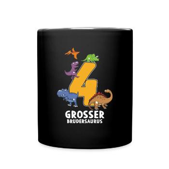 4 ans d’anniversaire Brudersaurus Dino - Mug uni - noir - Devant