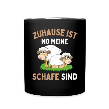 Home is where my sheep are! Sheep Shepherd - Full Colour Mug - black - Front