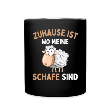 Home is where my sheep are! Sheep Shepherd - Full Colour Mug - black - Front