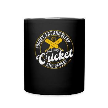 Oubliez, mangez et dormez, jouez au cricket et recommencez - Mug uni - noir - Devant