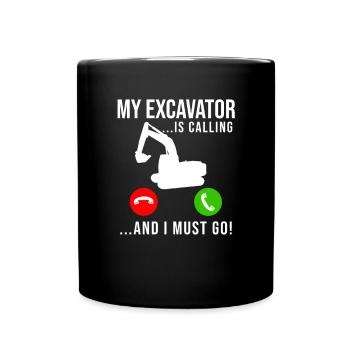 Excavator Driver Construction Worker Excavator - Full Colour Mug - black - Front