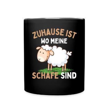 Home is where my sheep are! Sheep Shepherd - Full Colour Mug - black - Front
