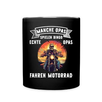 Echte Opas fahren Motorrad lustige Opa Sprüche - Tasse einfarbig - Schwarz - Vorne