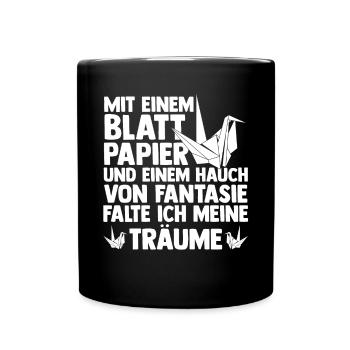 Japanische Faltkunst Origami - Tasse einfarbig - Schwarz - Vorne