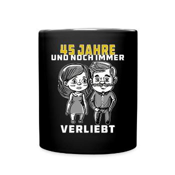 PAAR 45 JAHRE UND NOCH IMMER VERLIEBT - Tasse einfarbig - Schwarz - Vorne