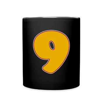9 - Neun - Tasse einfarbig - Schwarz - Vorne