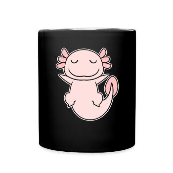 Axolotl Motif Kids Cute - Full Colour Mug - black - Front