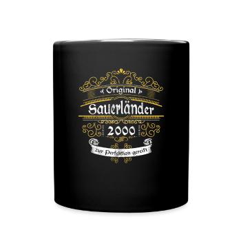 2000 Geburtstag Sauerländer Original Whiskey - Tasse einfarbig - Schwarz - Vorne