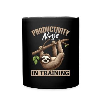 Funny Lazy Sloth Productivity ninja in training - Tasse einfarbig - Schwarz - Vorne