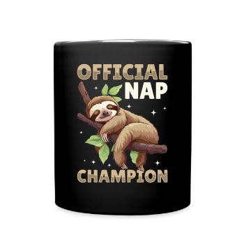 Funny Lazy Sloth Official nap champion - Tasse einfarbig - Schwarz - Vorne