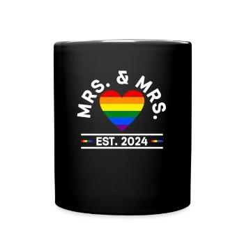 Gay Pride Wedding Lesbian 2024 Gay Marriage - Full Colour Mug - black - Front