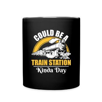 Could be a Train Station Kinda Day - Train Guide - Full Colour Mug - black - Front