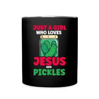 Pickles & Jesus Pickle Vegetable Growing - Full Colour Mug - black - Front