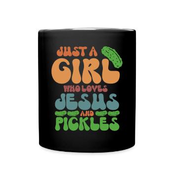 Pickles & Jesus Pickle Vegetable Growing - Full Colour Mug - black - Front