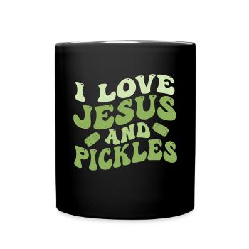 Pickles & Jesus Pickle Vegetable Growing - Full Colour Mug - black - Front