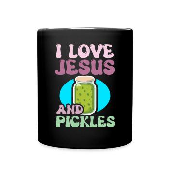 Pickles & Jesus Pickle Vegetable Growing - Full Colour Mug - black - Front