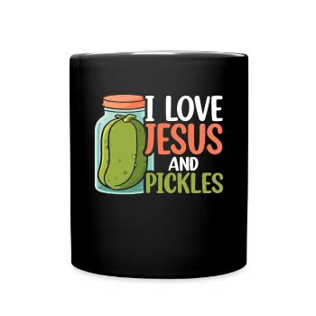 Pickles & Jesus Pickle Vegetable Growing - Full Colour Mug - black - Front