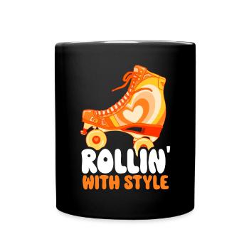 Patins à roulettes drôle des années 80 Roller Disco patinage - Mug uni - noir - Devant