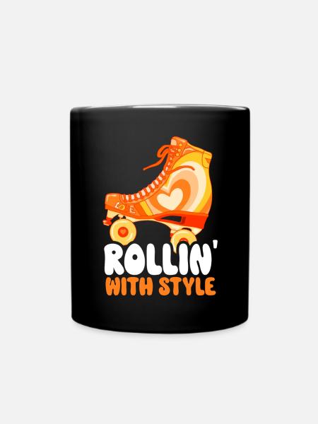 Patins à roulettes drôle des années 80 Roller Disco patinage - Mug uni - noir