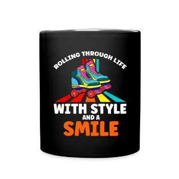 Patins à roulettes drôle des années 80 Roller Disco patinage - Mug uni - noir - Devant
