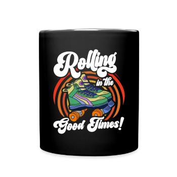 Patins à roulettes drôle des années 80 Roller Disco patinage - Mug uni - noir - Devant
