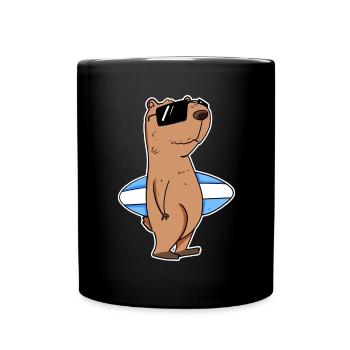 Capybara Surfen Wasserschwein Surfer Motiv - Tasse einfarbig - Schwarz - Vorne