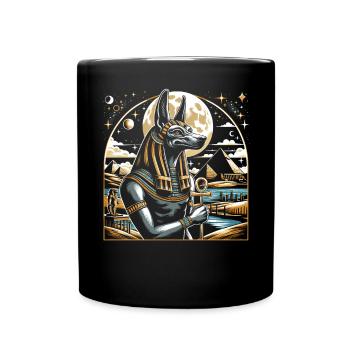 Anubis Egyptian Mythology Pyramid Ancient Egypt - Full Colour Mug - black - Front