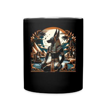 Anubis Egyptian Mythology Pyramid Ancient Egypt - Full Colour Mug - black - Front