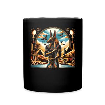 Anubis Egyptian Mythology Pyramid Ancient Egypt - Full Colour Mug - black - Front
