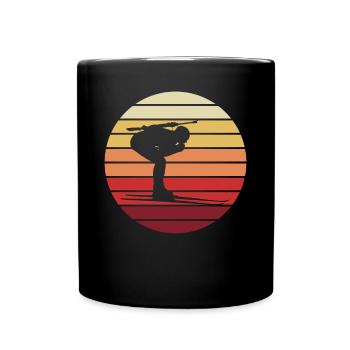 Biathlon Silhouette Rétro Coucher de soleil - Mug uni - noir - Devant