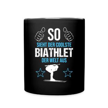 Weltbester Biathlet – Coolness Pur - Tasse einfarbig - Schwarz - Vorne