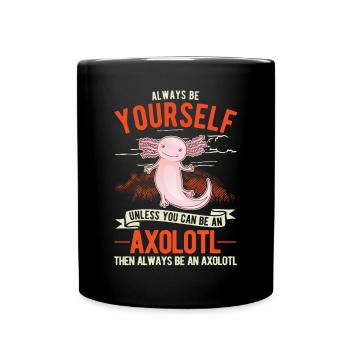 Axolotl Geschenk Schwanzlurch - Tasse einfarbig - Schwarz - Vorne
