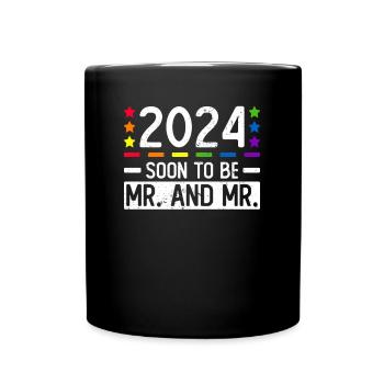 Gay Pride Wedding 2024 Gay Marriage - Full Colour Mug - black - Front