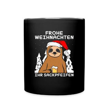 Frohe Weihnachten Ihr Sackpfeifen - Tasse einfarbig - Schwarz - Vorne