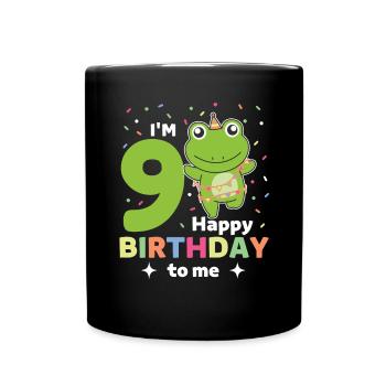 Frog for 9th birthday children nine years old - Full Colour Mug - black - Front