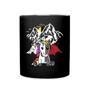 Einhorn Dämon Engel Teufel Satanisch Fabeltier - Tasse einfarbig - Schwarz - Vorne