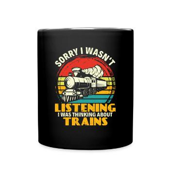Je pensais à Trains - Zugführer Lokführer - Mug uni - noir - Devant