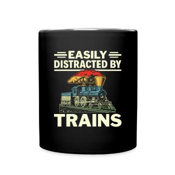 Easily Distracted by Trains - Train Driver - Full Colour Mug - black - Front