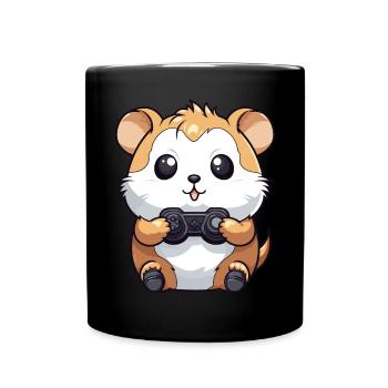 Cute Hamster Gamer Funny Gaming Hamster - Full Colour Mug - black - Front