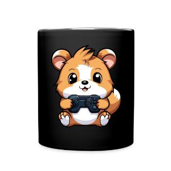 Cute Hamster Gamer Funny Gaming Hamster - Full Colour Mug - black - Front