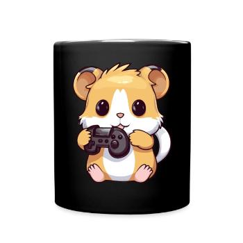Cute Hamster Gamer Funny Gaming Hamster - Full Colour Mug - black - Front
