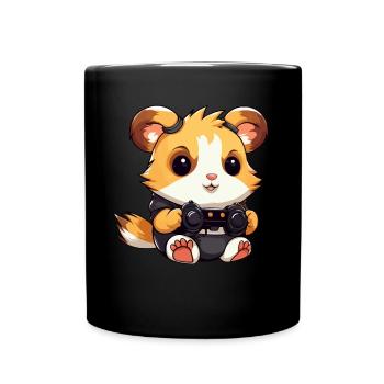 Cute Hamster Gamer Funny Gaming Hamster - Full Colour Mug - black - Front