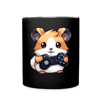 Cute Hamster Gamer Funny Gaming Hamster - Full Colour Mug - black - Front