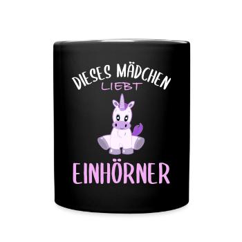 Mädchen und Einhörner - Eine magische Liebe - Tasse einfarbig - Schwarz - Vorne