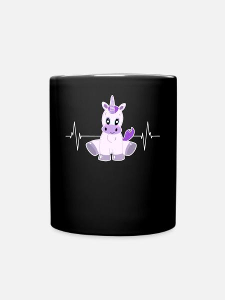 Einhorn-Herzschlag - Niedliche Magie - Tasse einfarbig - Schwarz