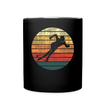 Figure Skating Sunset Silhouette Gift - Full Colour Mug - black - Front