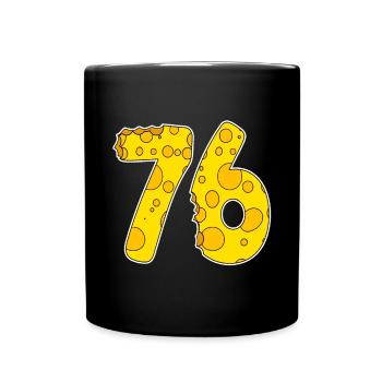76 Jahre Lustig Käse - Tasse einfarbig - Schwarz - Vorne