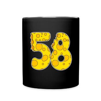 58 Jahre Lustig Käse - Tasse einfarbig - Schwarz - Vorne